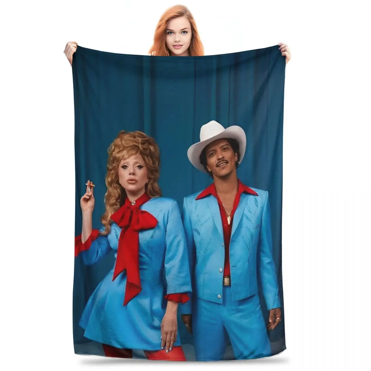 Super Bruno Mars And Lady Gaga Die With A Smile Throw Blanket Premium Flannel Fleece Lightweight Blanket Fuzzy Plush Blankets