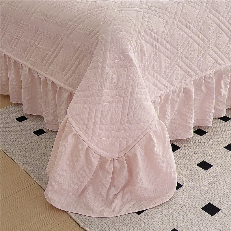 Bonenjoy Bed Cover Plain Bedspread Lace Style Bed Linen 250x250/250x270 Thicken Bedsheets colchas matrimoniales (No Pillowcase)