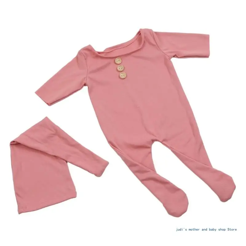 2 Teile/satz Neugeborenes Baby Strampler Overall mit geknoteten Foto Prop Outfit