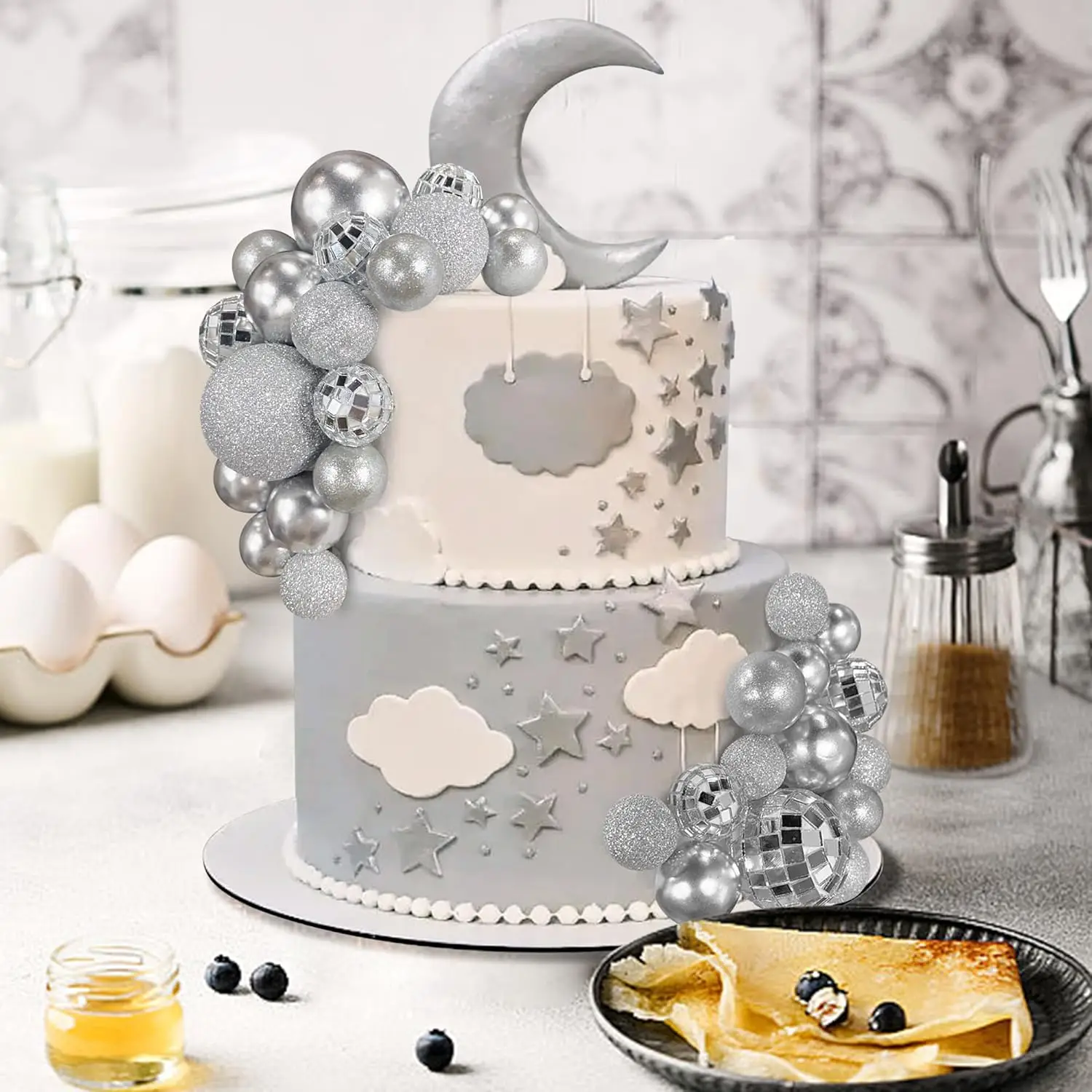 32 Boules Décoration Gâteau – Toppers Boules Colorées 2 à 4 Cm – Pour Anniversaire, Mariage, Baby Shower (Couleur A)