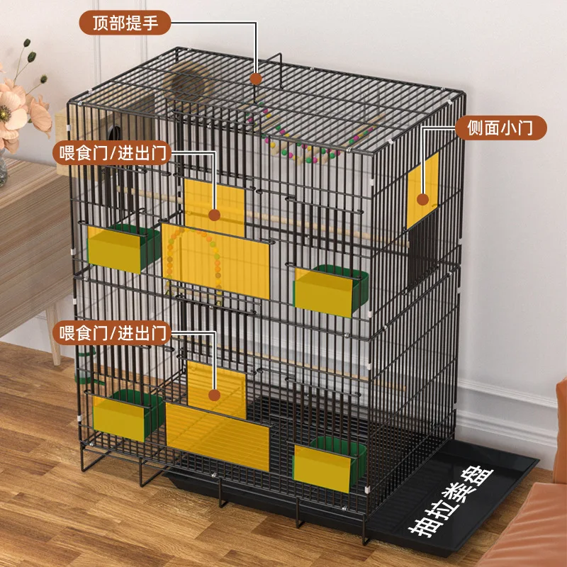Bird cage household bird villa budgie parrot heightened folding metal cage easy to carry and store