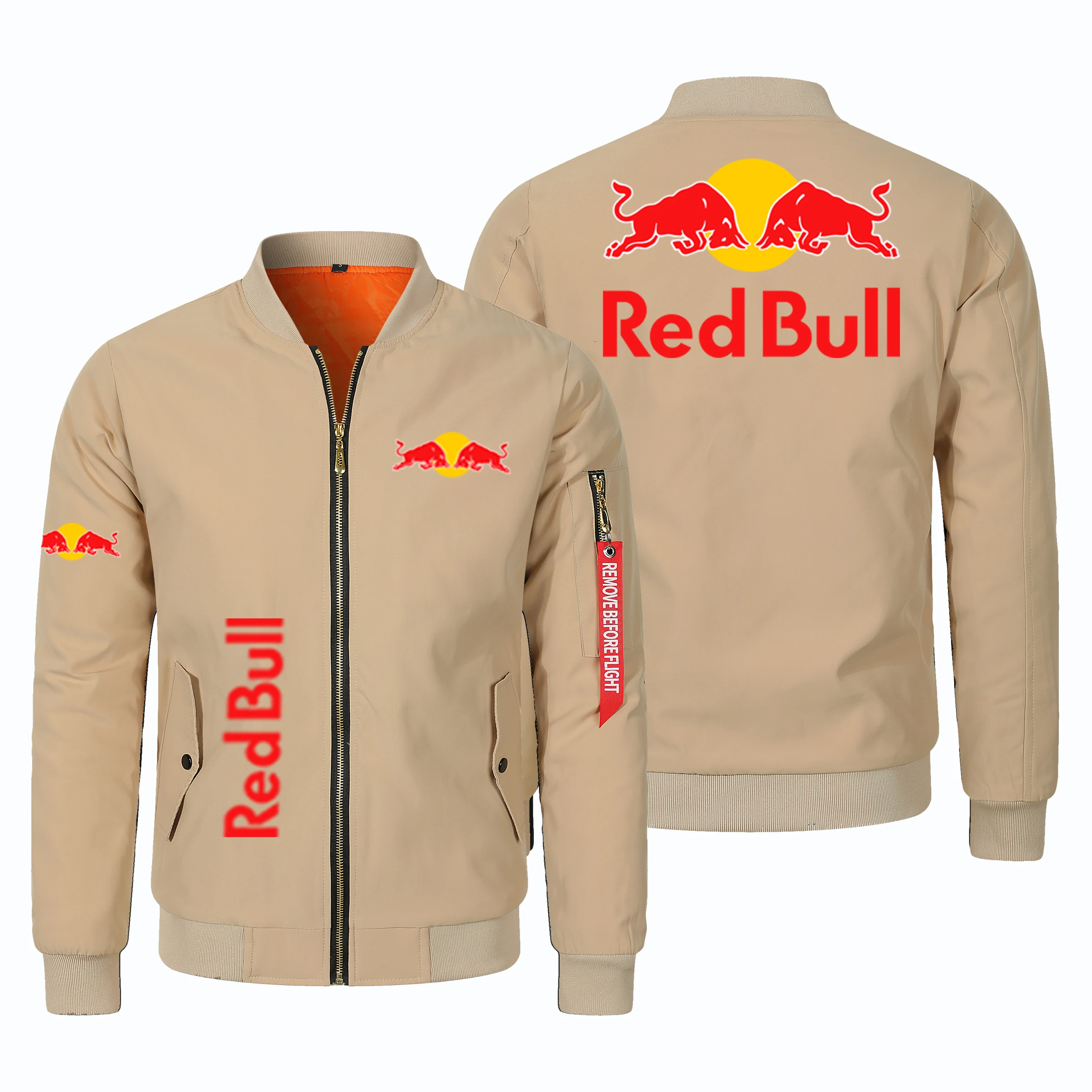 Red Bull Logo 2025 Jaqueta de motocicleta masculina Blazer Jaqueta esportiva com zíper Red Bull Roupas masculinas de primavera Red Bull Logo Flight Jacke