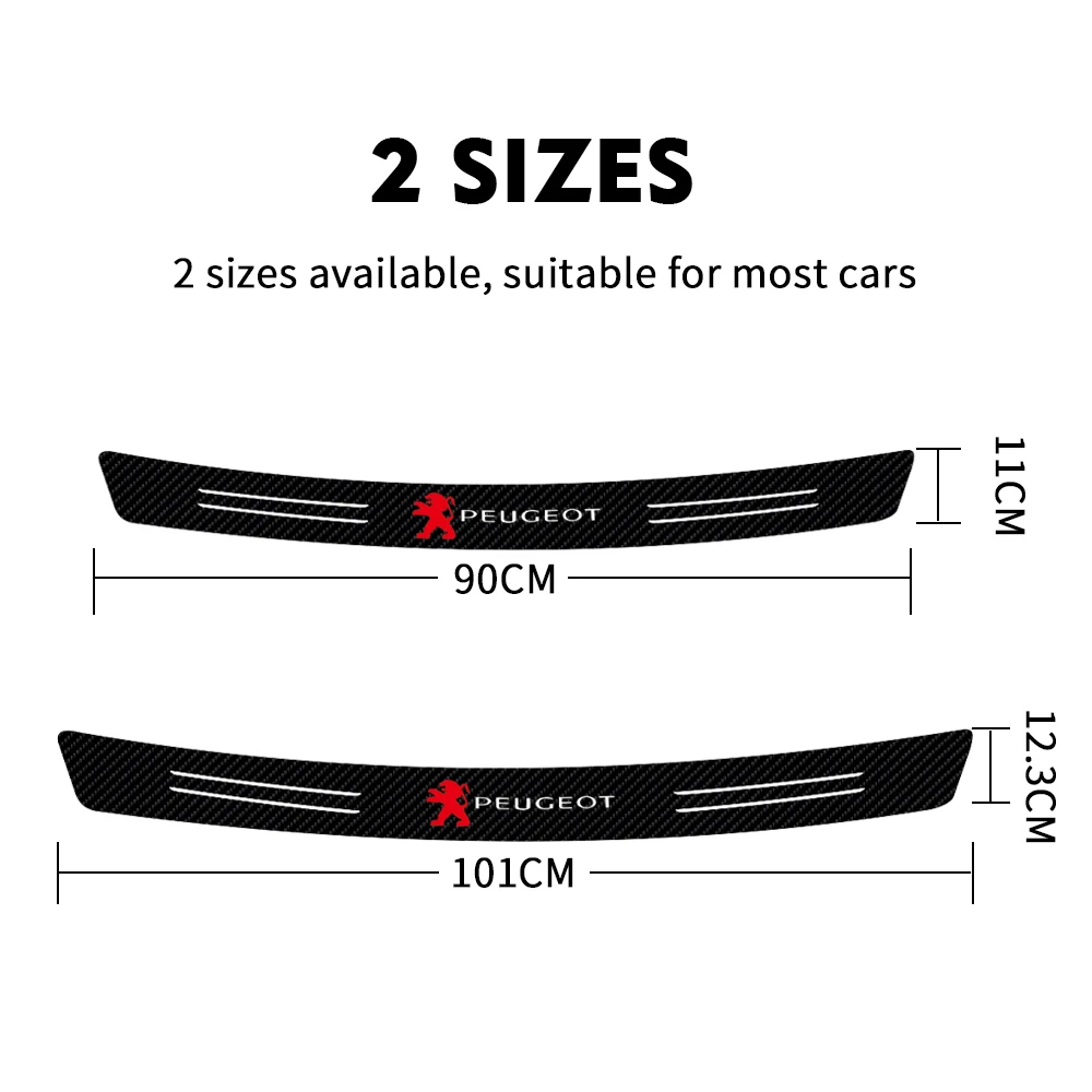 1pcs Carbon Fiber Auto Rear Bumper Trunk Protection Sticker Decal Car Styling For Peugeot 3008 5008 208 407 406 4008 206 308 307