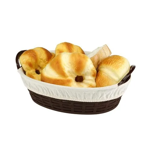 BO666-Straw Pattern Bread Basket Oval-Cloth Coated