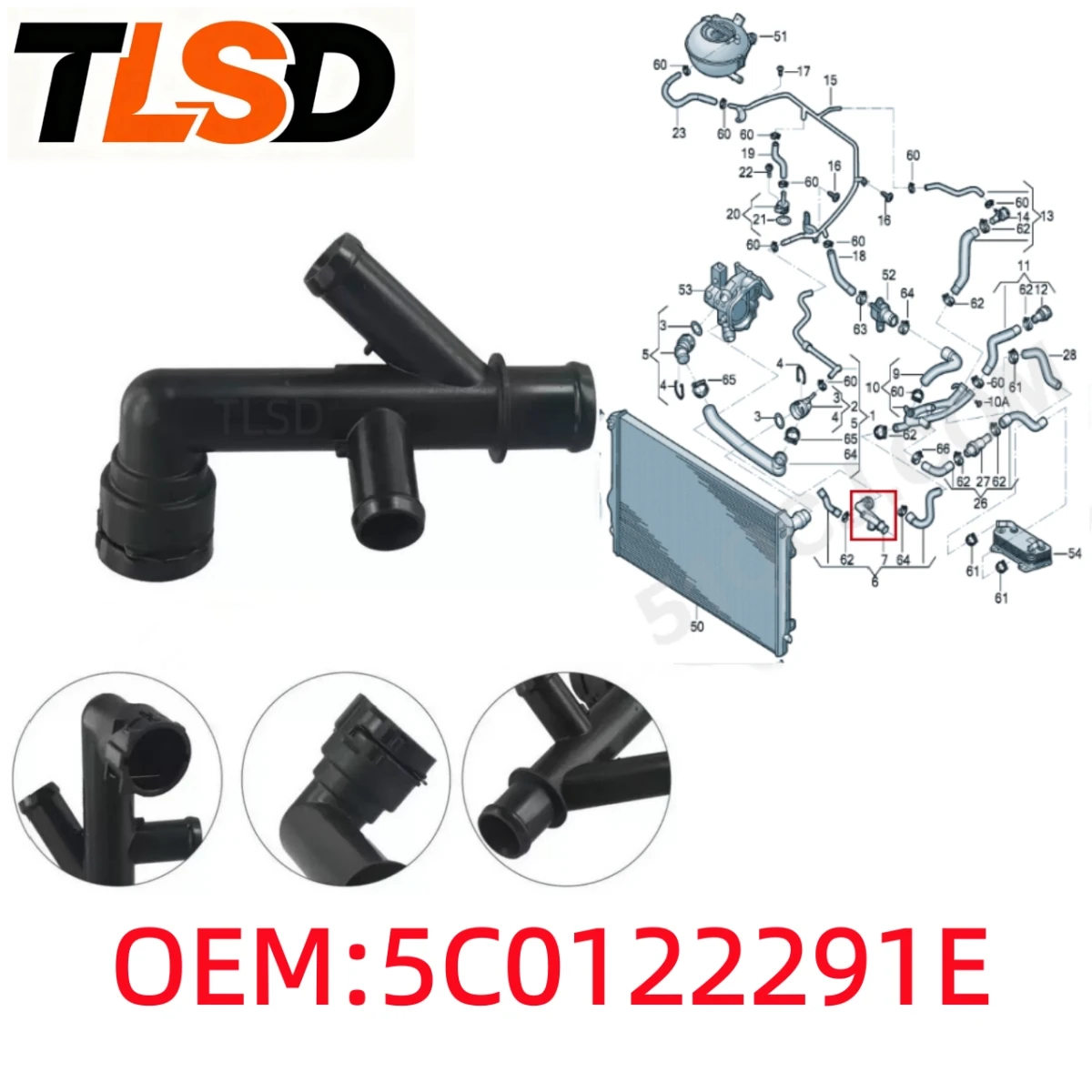Conector Rápido para Bomba de Agua para Conectar la Manguera de Refrigerante. 5C0122291E. Jetta. Jeep Beetle. 2011-2018