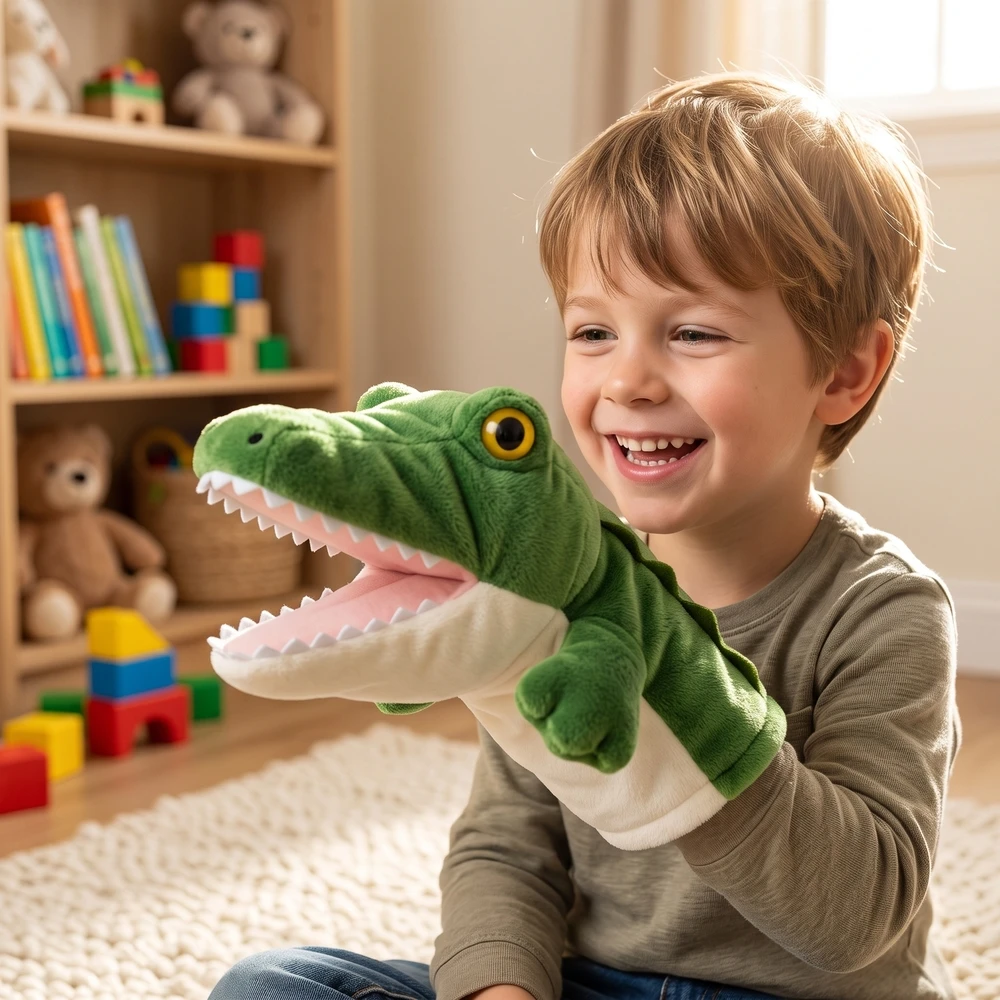 28CM Animal Plush Crocodile Alligator Hand Puppet Cute Soft Kids Toy Story Pretend Play Doll Gift for Children