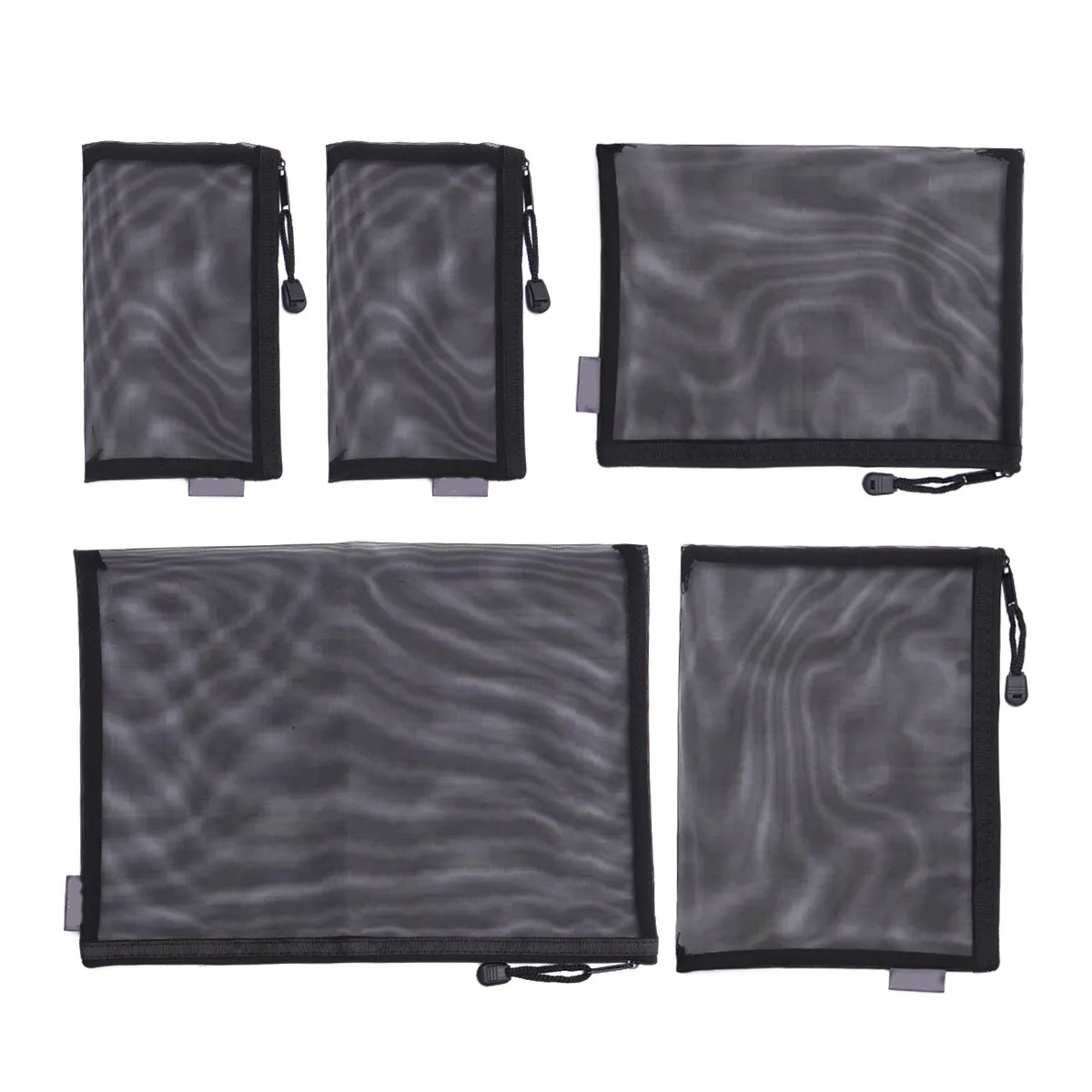 

5Pcs File Bag Mesh Stationery Organizer Portable Zippered Document Folder Office School Pencil Case Set Mesh File Bag