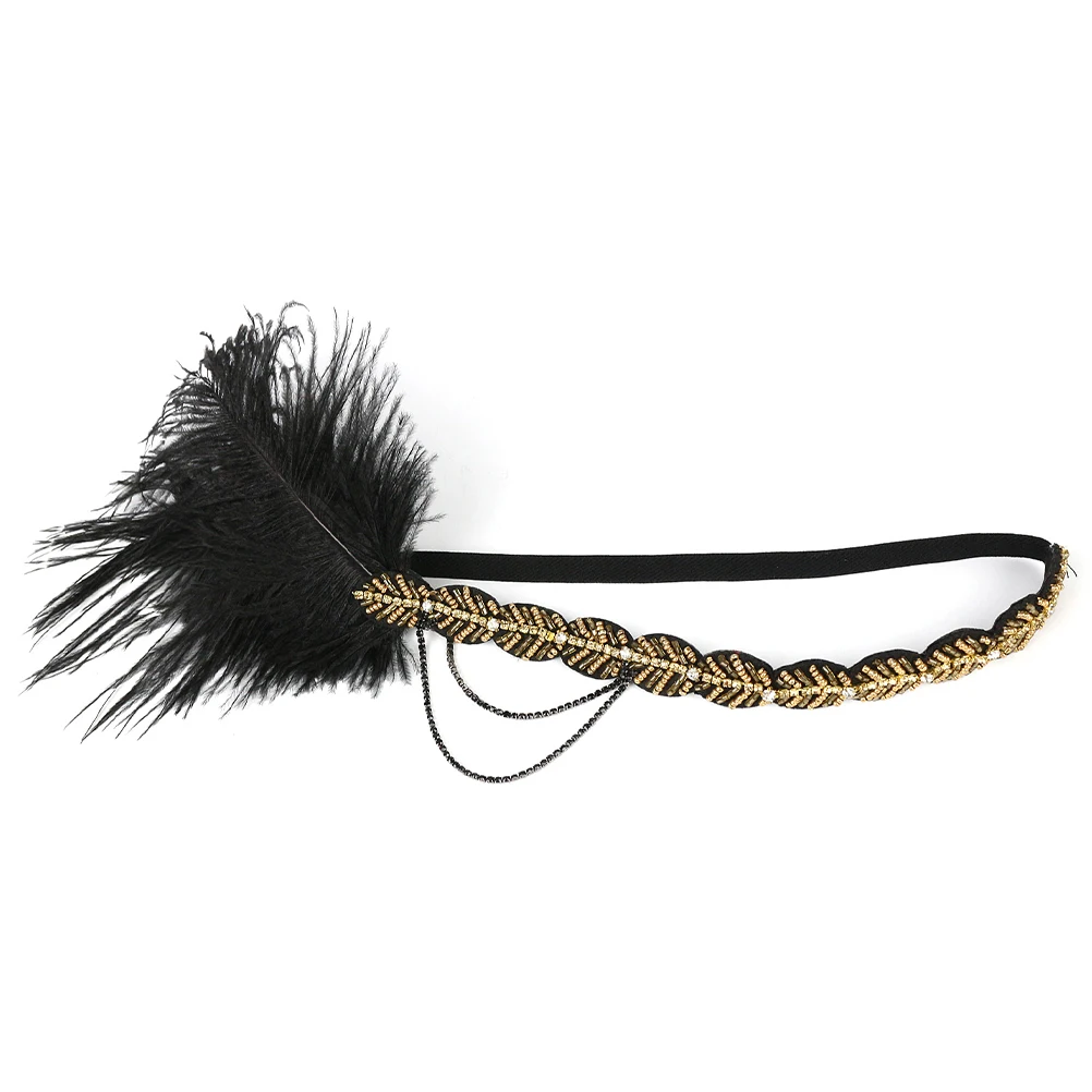

1920s Flapper Headb s Beaded Headb Hair Accessories Artificial Faux Plume Crystal Wedding Banquet Party Retro Style Water