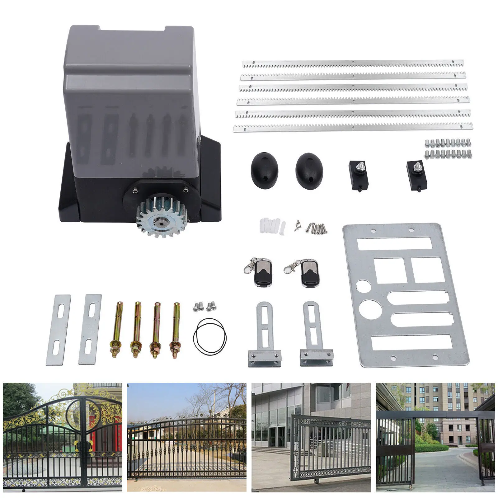 6* 1M Racks or 750W 1400RPM Automatic Electric Sliding Gate/Door Opener Motor Kit w/Remote