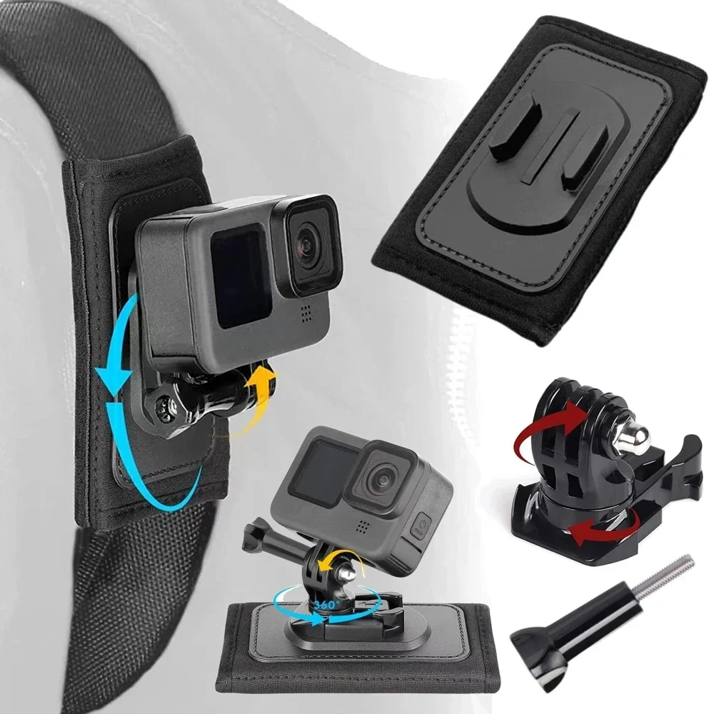 Backpack Shoulder Strap 360° Rotate Quick Release Mount for GoPro Hero 13 12 11 10 9 Insta360 DJI Osmo Action Camera Accessories