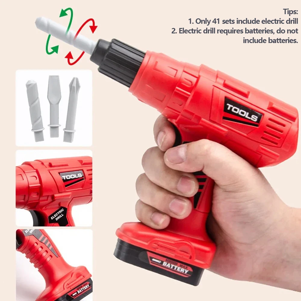 Kit d'outils de réparation pour enfants, jouets de construction en plastique avec tournevis pour tout-petits garçons et filles, 38/41 pièces