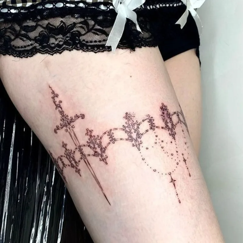 Herbal Thorn Tattoo Stickers for Women Sexy Art Fake Tattoos Arm Legs Temporary Tattoos Punk Sword Tassel Tattoo Sticker