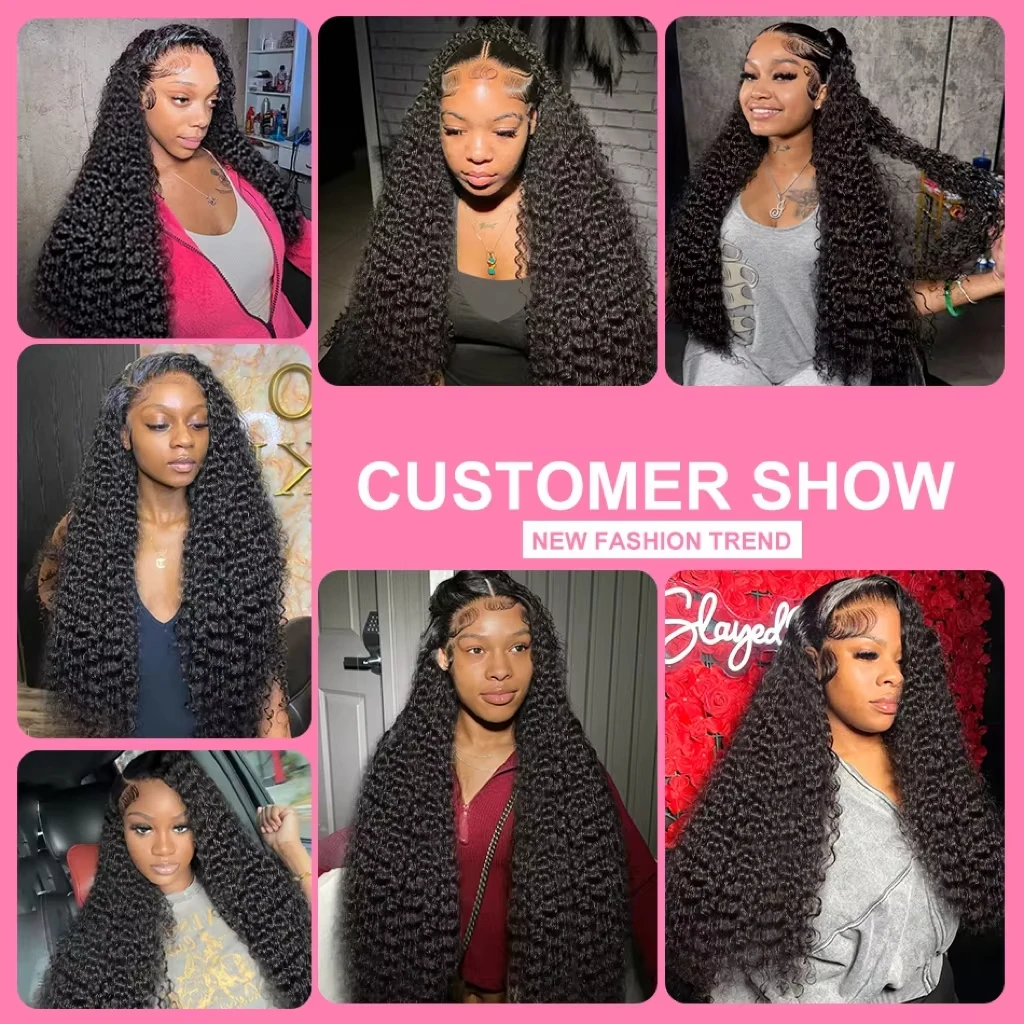 40" Deep Wave Remy Human Hair Wig 220% Density 13x6 HD Lace - Image 6