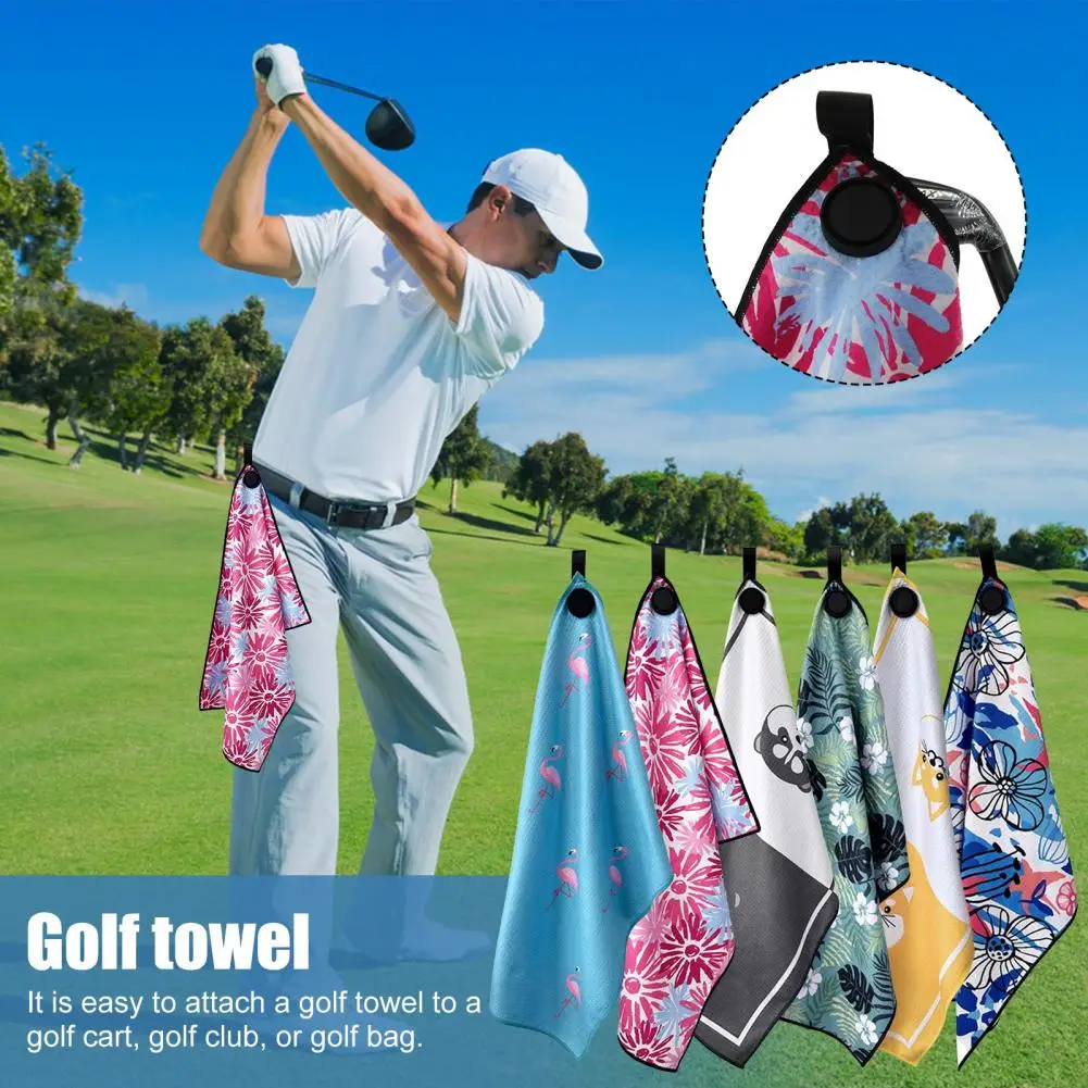 Strong Grip Golf Towel Magnet Microfiber Waffle Golf Towel with Strong Magnet for Golf Bags Printed Ball Cleaner Men for Clubs