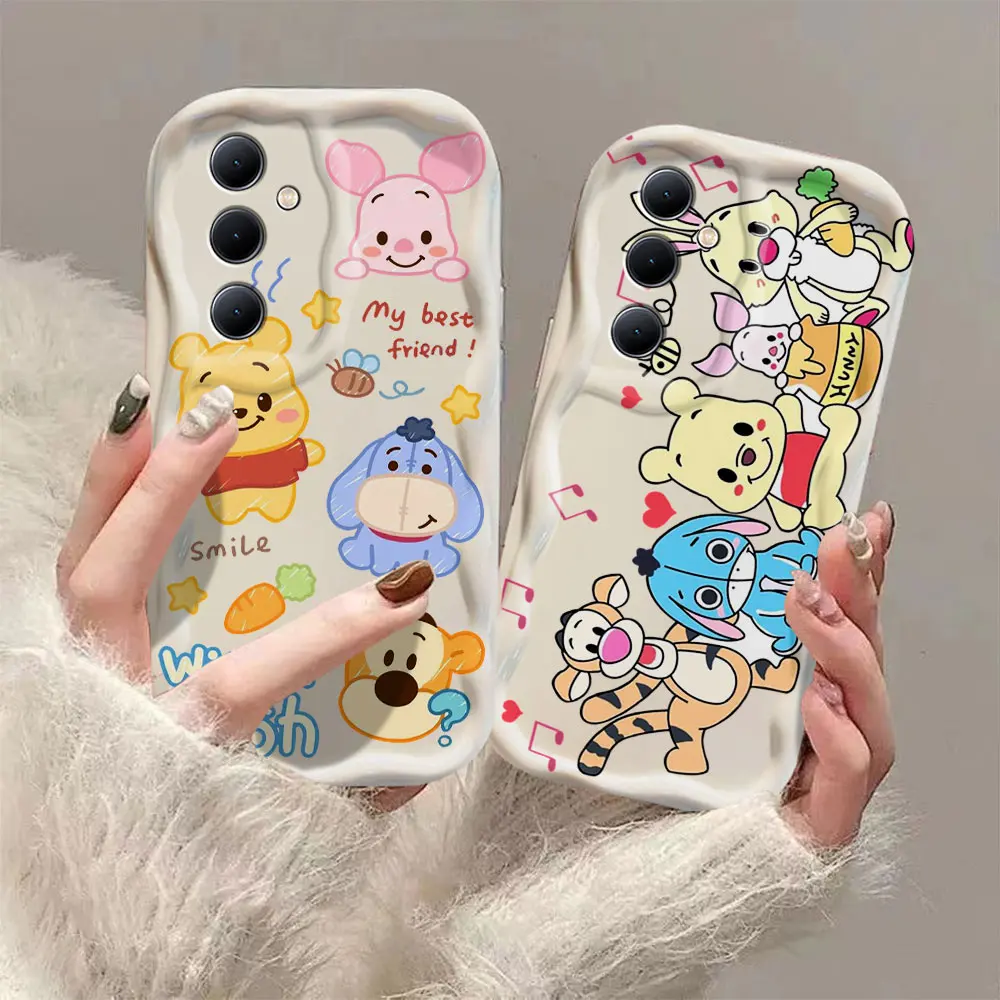 Winnie the Pooh 3D Wave Phone Case For OPPO Reno 11 F 8 T 7 Z 6 5 4 Pro F23 F11 F9 4G 5G Soft Silicone Back Cover