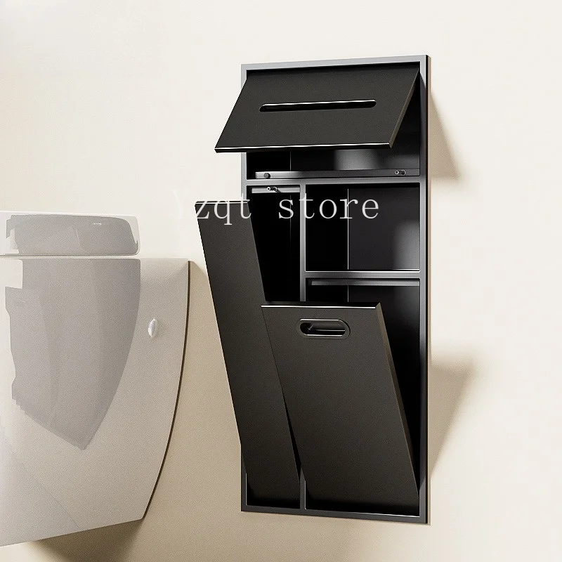 Toilet Inserted Cabinet Stainless Steel Inserted Toilet Niche Inserted Toilet Brush Multifunctional Trash Can Shelf