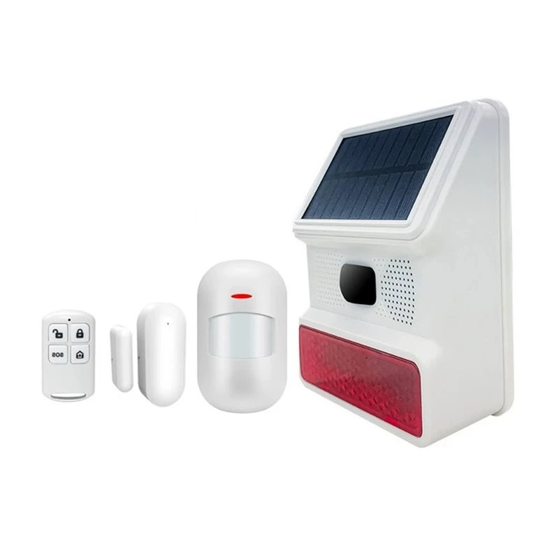 STABLE QUALITY Solar Motion Sensor Alarm System For Outdoor Infrared Sound& Light Alarms Red Flashing Warning Strobe Security