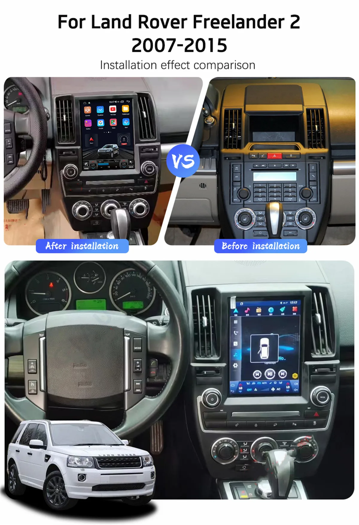 128G Android Auto Radio Stereo for Land Rover Freelander 2 LR2 2007-2015 Multimedia Player Navigation GPS Touchscreen for Tesla