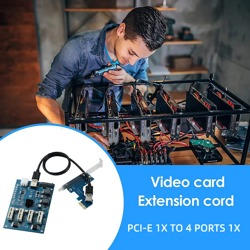 

От 1 до 4-портового коммутатора PCI Express Умножитель PCI-E X1 до 4PCI-E X16 Комплект расширения HUB 6Pin Sata USB Riser Card для BTC Miner Minin