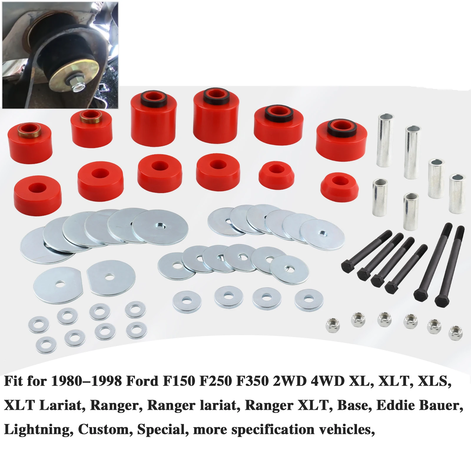 

2WD 4WD Body Cab Mount Bushing Suspension Component Replacement Kits For 4.4123R Ford F150 F250 F350 1980-1998 Red Black