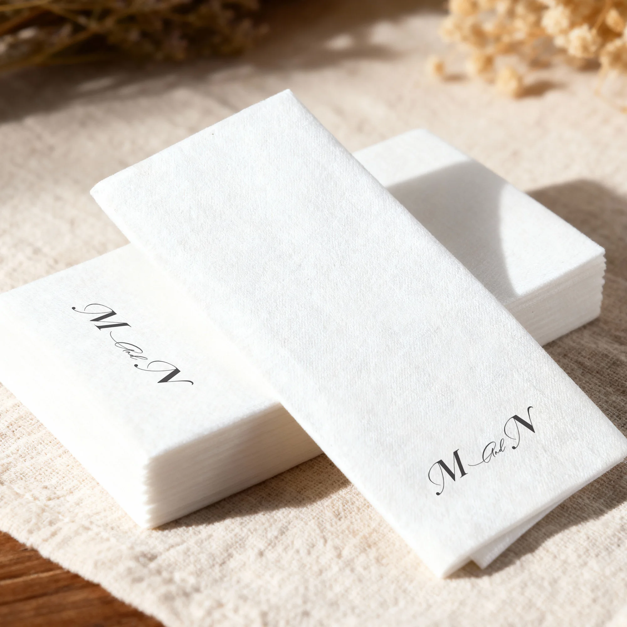 Custom Guest Towels Linen-like Personalized Wedding Paper Napkins Disposable Table Decor For Wedding Bridal Shower Anniversary view 5