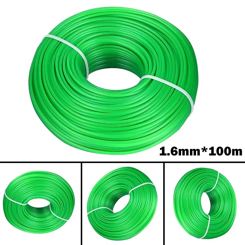 Imagem -04 - Linha de Aparador Quadrado Verde Cortador de Escova Strimmer Fio Linha 1.6 mm para Aparador de Grama Peças de Ferramentas de Jardim 100m