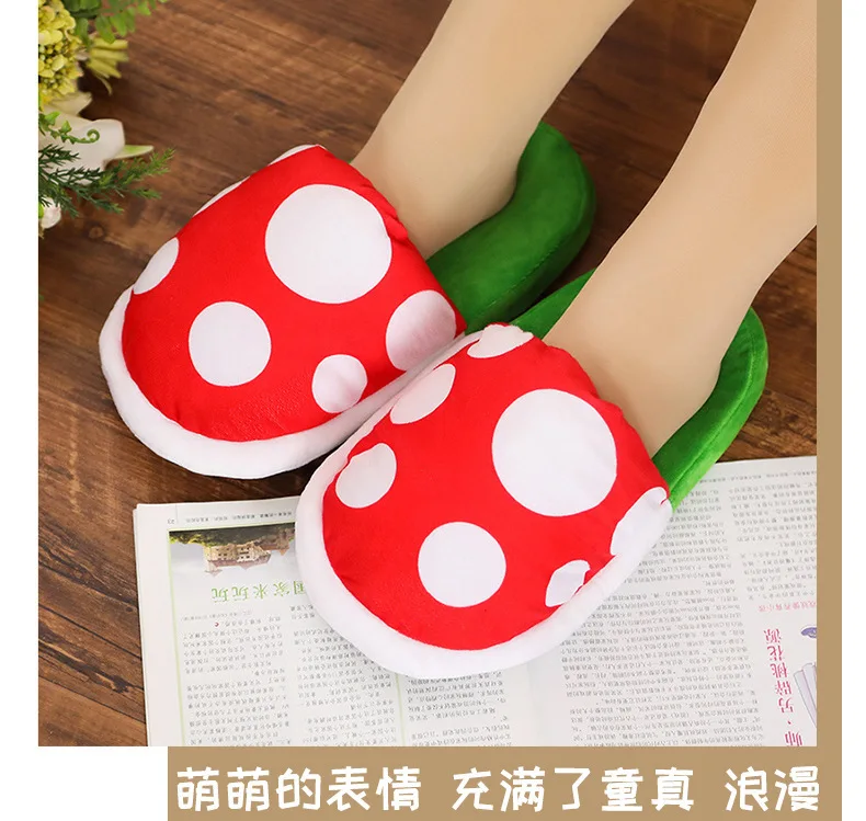 Anime Novelty Game Super Luigi Bros Cotton Slippers Cosplay Costumes Props Corpse Flower Cartoon Kawaii Shoes Cute Slipper