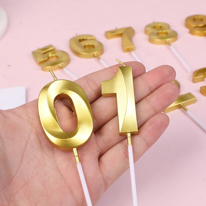1-7pcs Golden Number Birthday Candles Happy Birthday Cake Candles Birthday And Wedding Digital Candle Baking Dessert Cake Decor