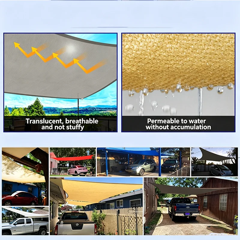 Large Sun Shelter Quadrilateral Triangle Sunshade Sail 4x4 6x6m Outdoor Yard Garden Balcony Camping Canopy Grey Sun Shade Sail