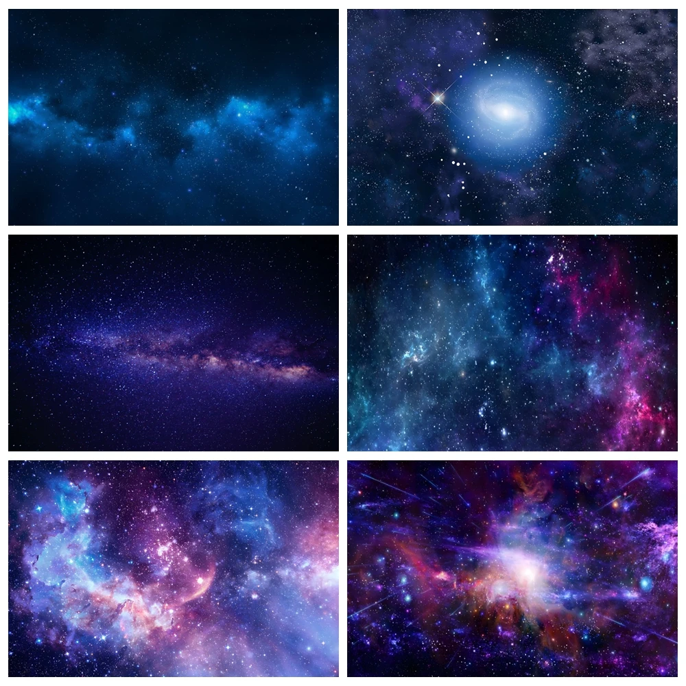 

Universe Space Cosmic Galaxy Backdrop Photography Starry Sky Stars Wars Theme Party Photo Background Baby Shower Birthday Decor