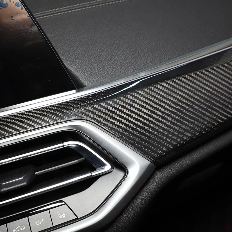 

For BMW X5/X6/G05 G06 G07 2019-2022 Central Control Decorative Panel Dashboard Decorative Panel Auto Parts True Carbon Fiber2pcs