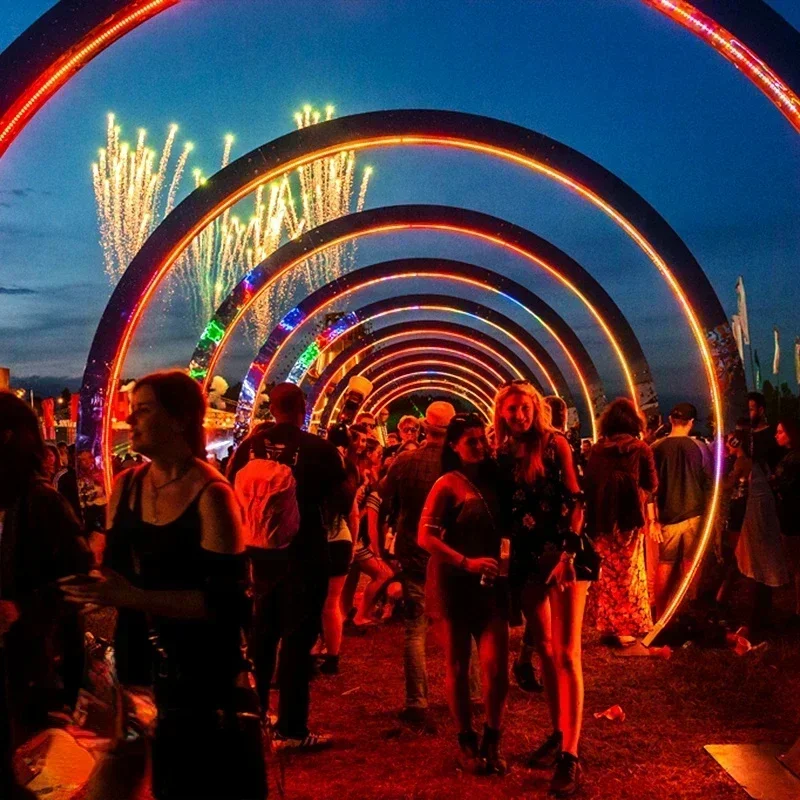 Hot SalesCustom Outdoor Time Tunnel Music Festival Smart Event Decorative Lights Intelligent Round Arch Landscape Lights