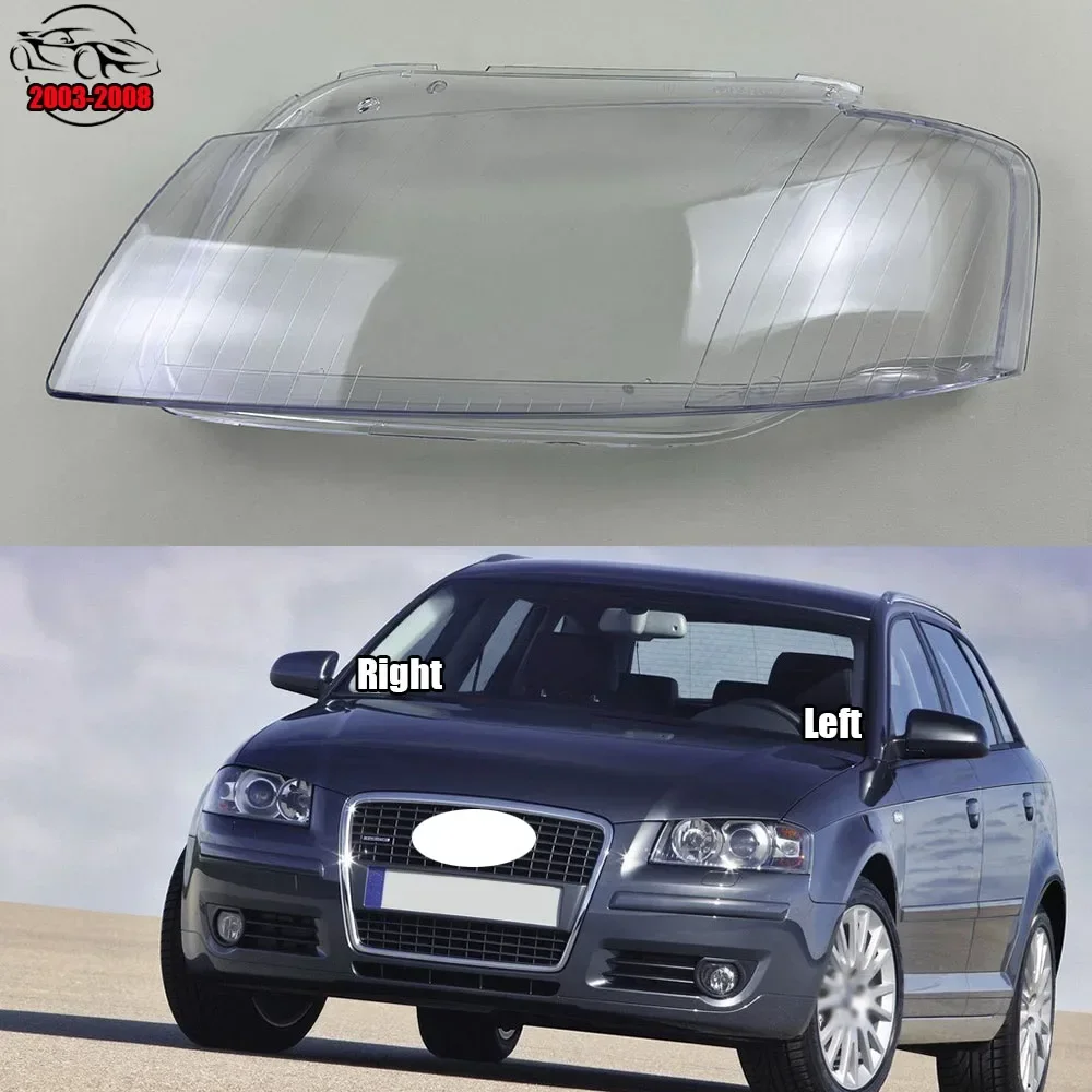 

For Audi A3 2003-2008 Headlight Shade Transparent Lampshade Lens Headlamp Cover Lamp Shell Plexiglass Black Edge