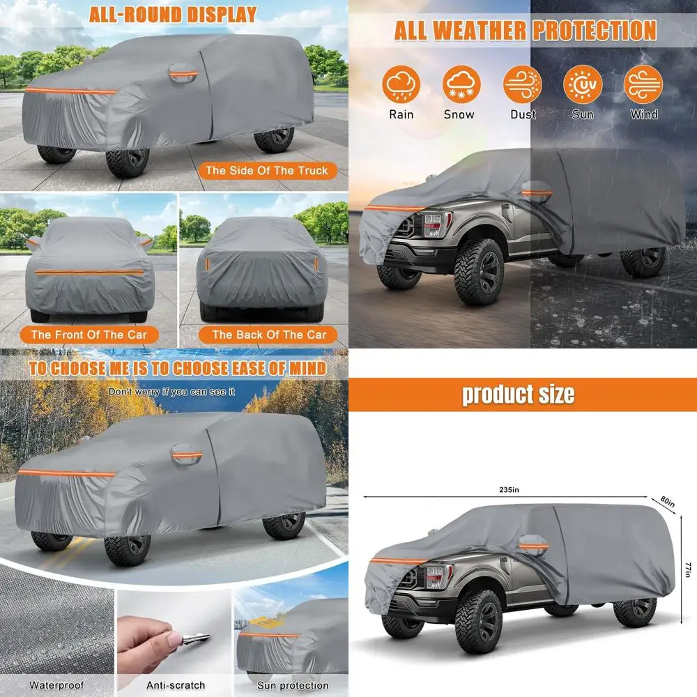 

Универсальный водонепроницаемый чехол для грузовика с кемперным тентом, сверхпрочная защита для грузовиков с двухрядной кабиной, для длины кузова 5,5/5,7/5,8 футов