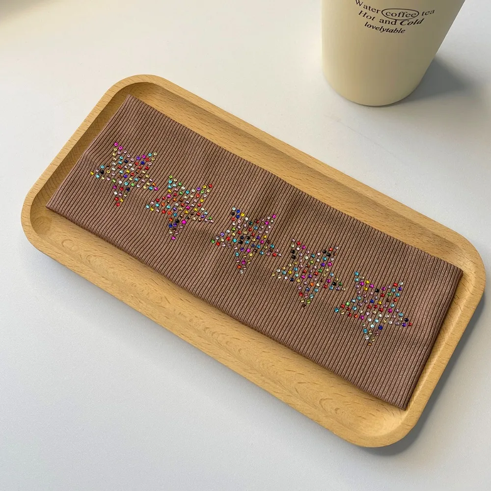 

Pure Color Rhinestone Star Headband Soft Sweat Absorbing Elastic Headband Face Wash Headwear Sports Hairband Yoga