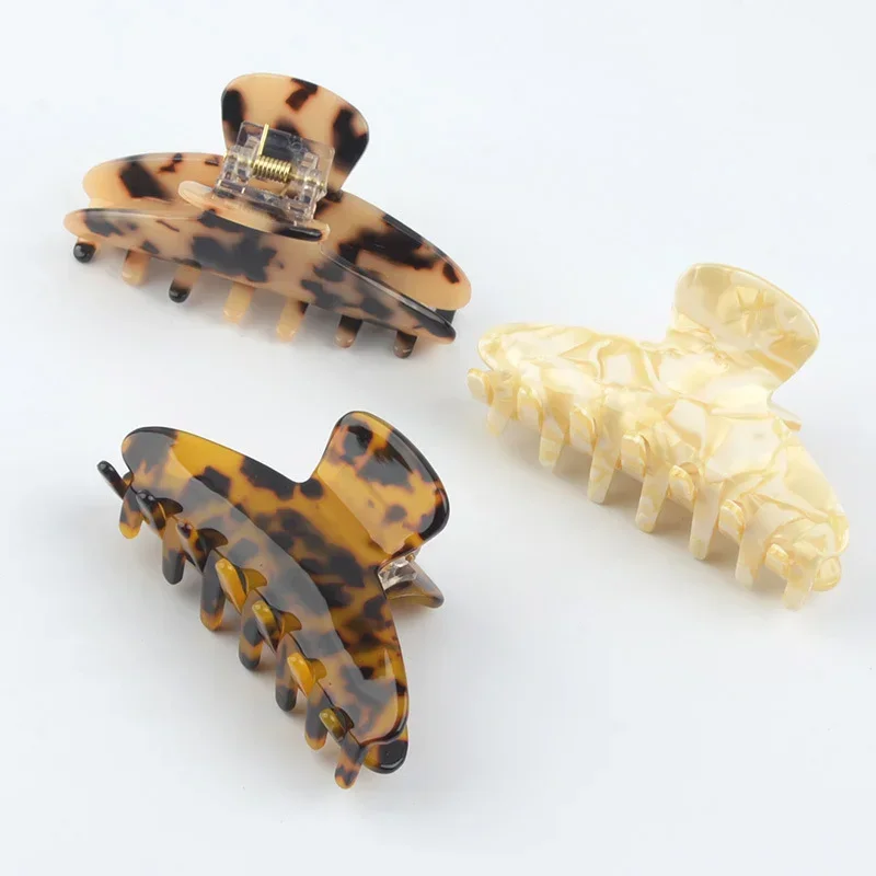 Fashion Acetate Leopard Print Hair Claws Geometric Crab Shape Clamp Styling Hair Clips for Women Girls Hairpin Hair Accessories