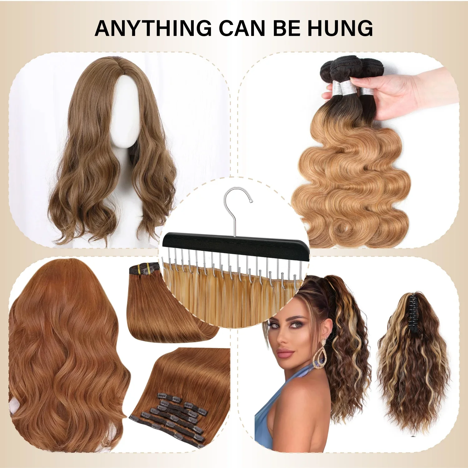 Hair Extension Holder Hair Extension Hanger Braiding Hair Rack Professional Styling Tool for Multi-Layer Drying Coloring Styling