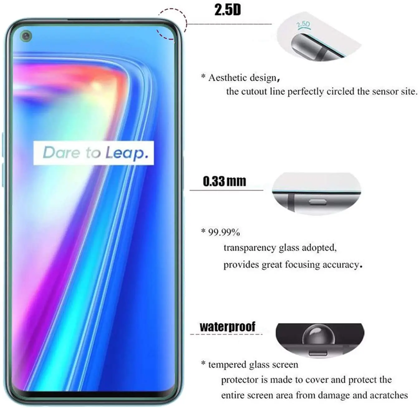 Full Cover Glass For Realme Narzo 50 Tempered Glass For Realme Narzo 30 30A 50 50A 50i Screen Protector Film