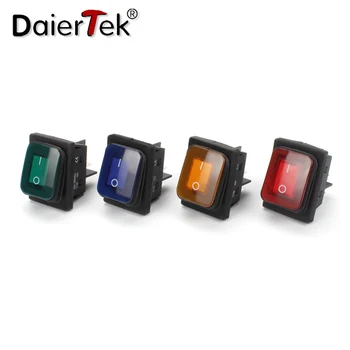 DaierTek 방수 로커 스위치, LED 토글 로커 스위치, 250VAC, 4 핀, 30A, 12V, 220V