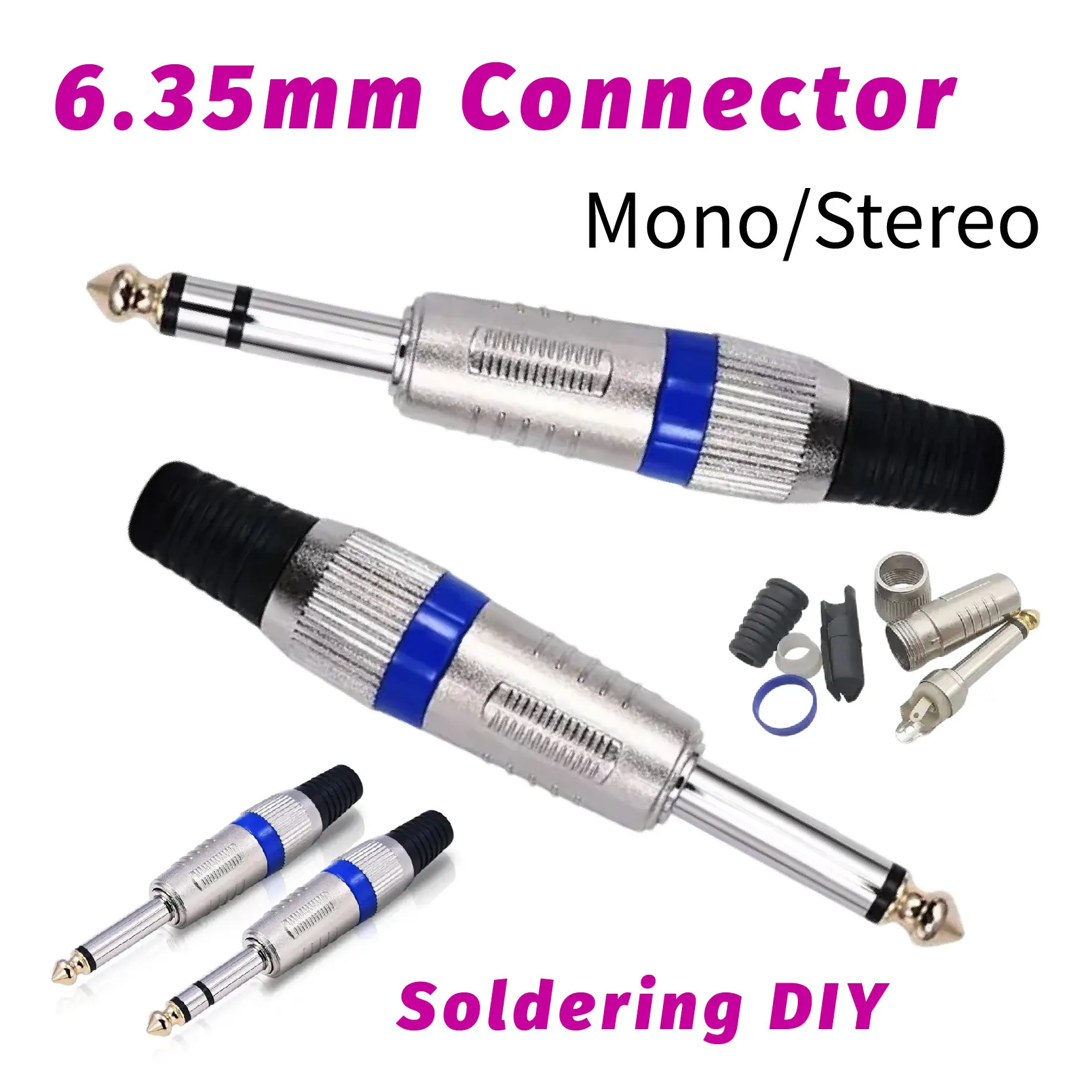 مقبس صوت ستيريو أحادي 2/3 قطب 6.35 ملم قابس ميكروفون لأنظمة KTV وPA