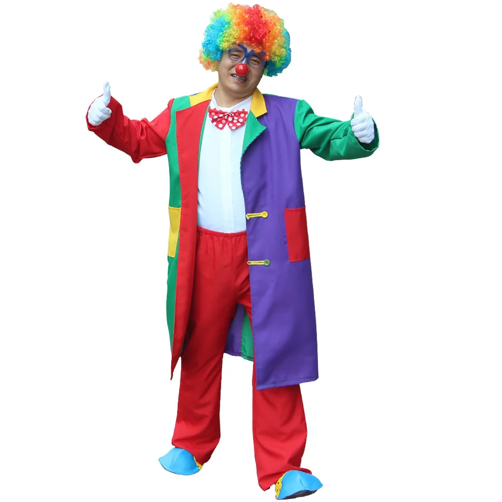 Set costume da clown da uomo per feste, spettacoli stradali e attività promozionali, interessanti vestiti da Joker, senza scarpe/parrucche/maschere