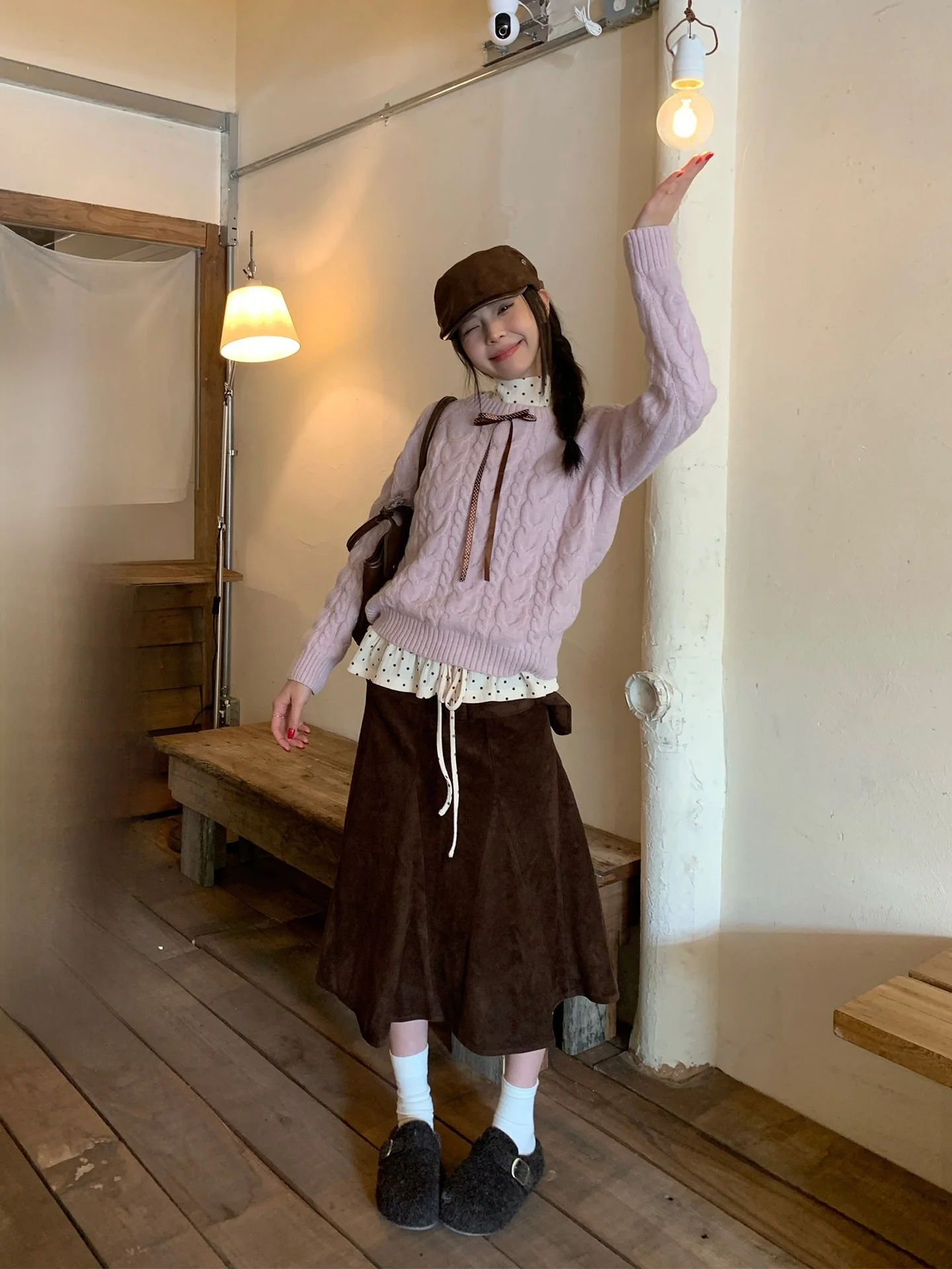 

Свободная длинная замшевая юбка женская повседневная с высокой талией А-силуэта зимняя в корейском стиле для работы и отдыха модная женская юбка