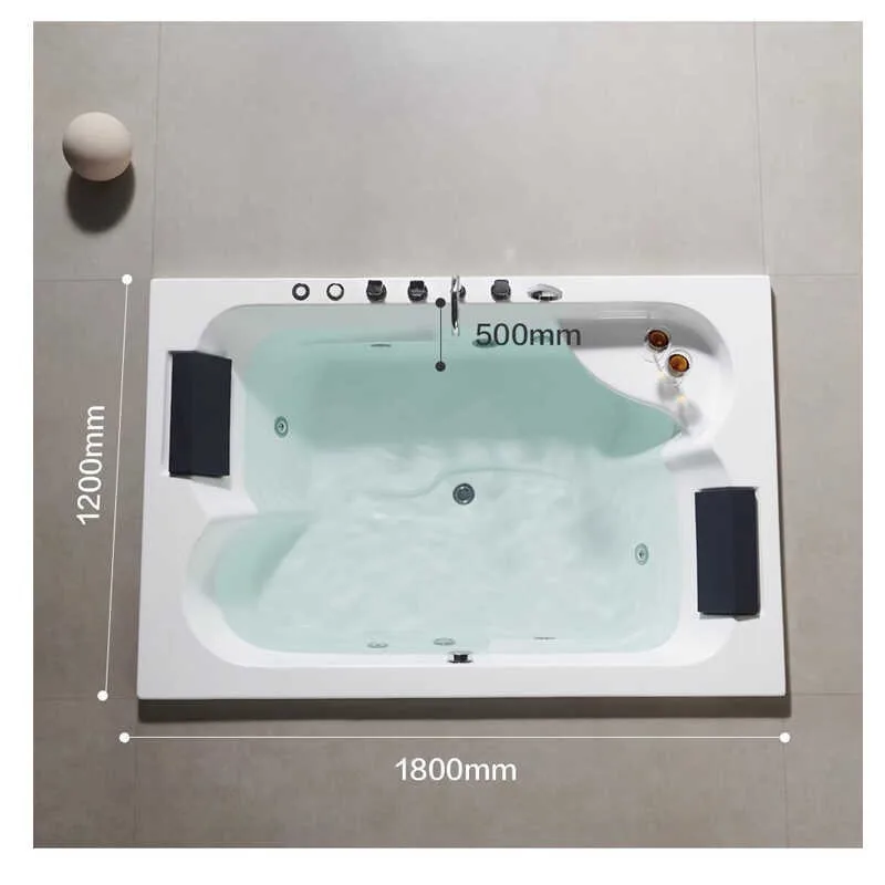 Bathtub Recessed rectangular double massage tank, household bathtub Acrylic outdoor hot spring hotel bathtub