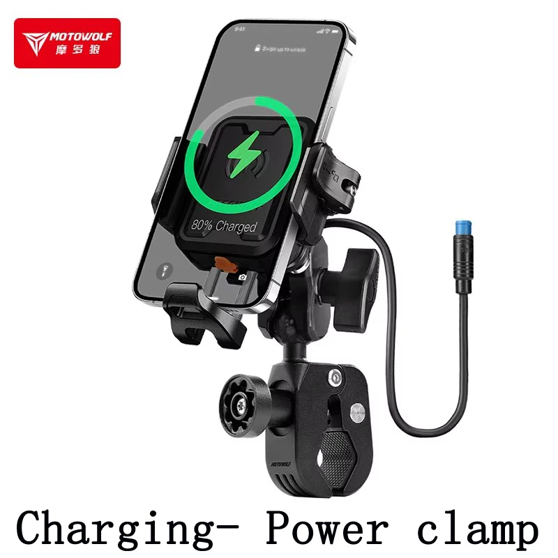 MOTOWOLF Motorrijden Schokabsorberende telefoonhouder Type-c Oplader Verstelbare anti-diefstal Quick Release Navigatiebeugel