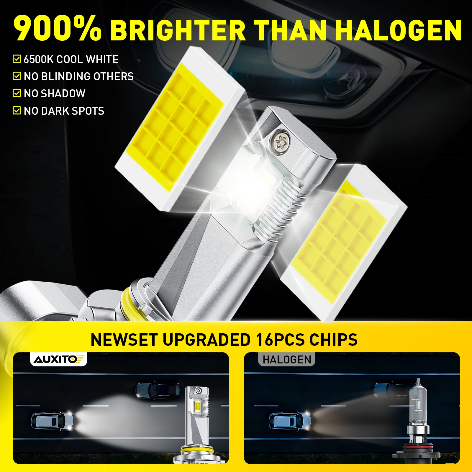 

2 шт. светодиодные лампы AUXITO 9005, суперяркие белые HB3, фары дальнего света, Canbus, автомобильные лампы для Toyota, Hyundai, Ford, 12В, 50Вт, мощные