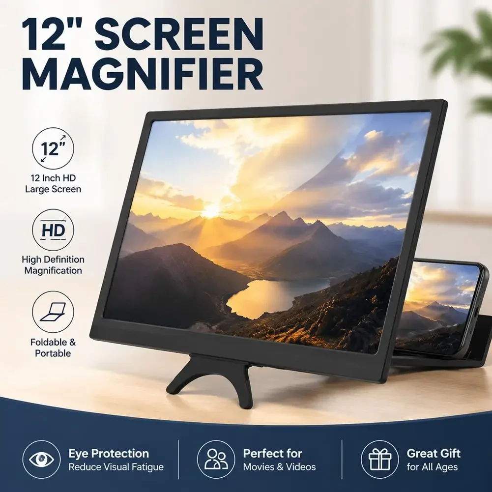 3D HD Mobile Phone Magnifier Projector Screen Enlarger for Movies Videos Gaming Foldable Cell Phone Stand with Screen Amplifier