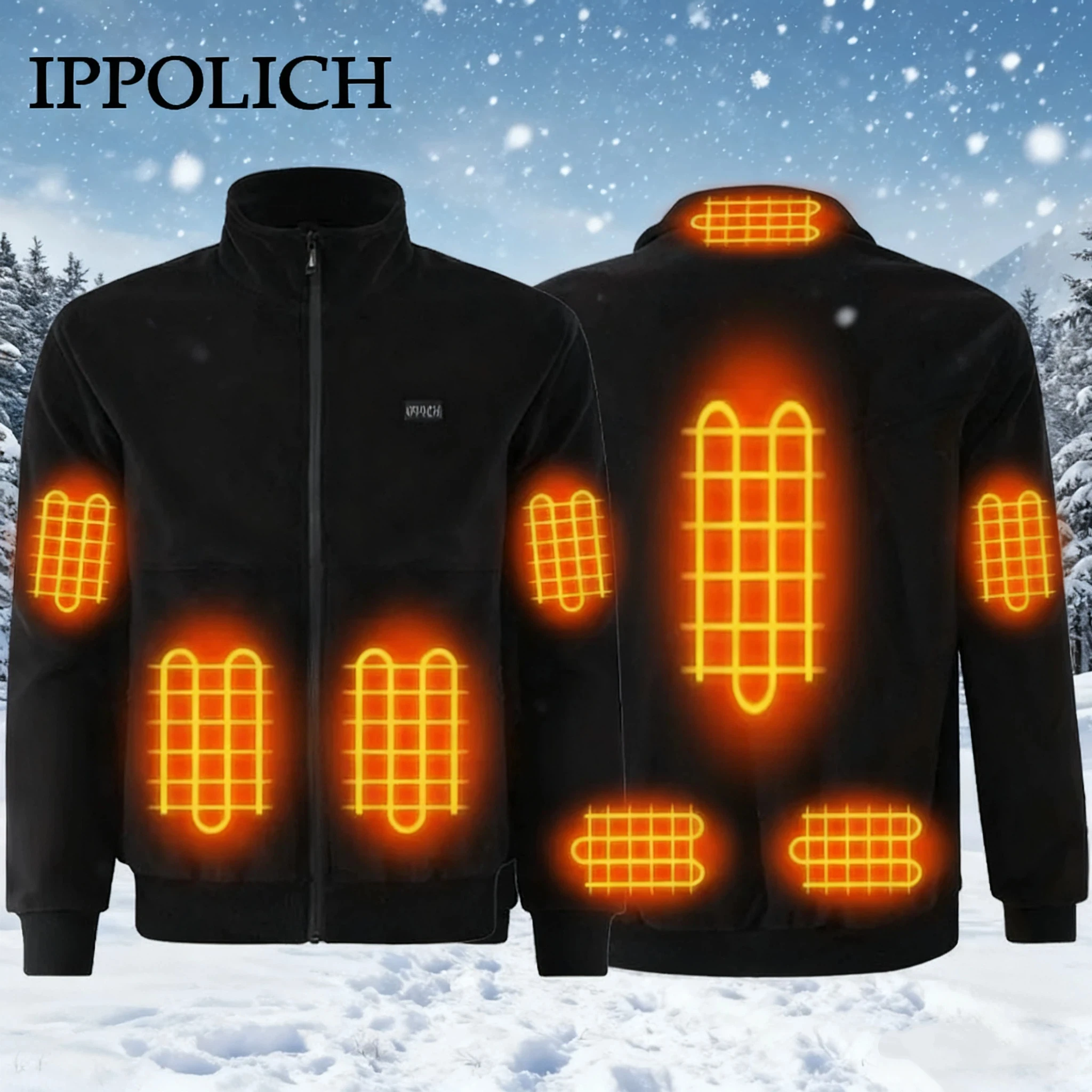 8-zone intelligent heating jacket USB charging washable 3-speed temperature control sports warm jacket men's winter jacket