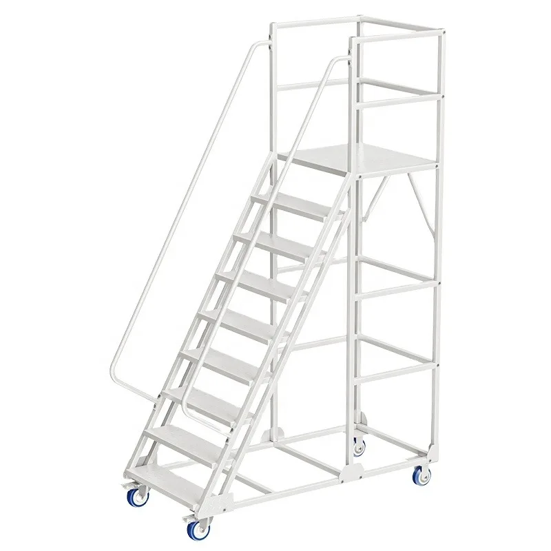 Mobile multifunctional ladder with working platform Industrial walkway staircase steel ladder