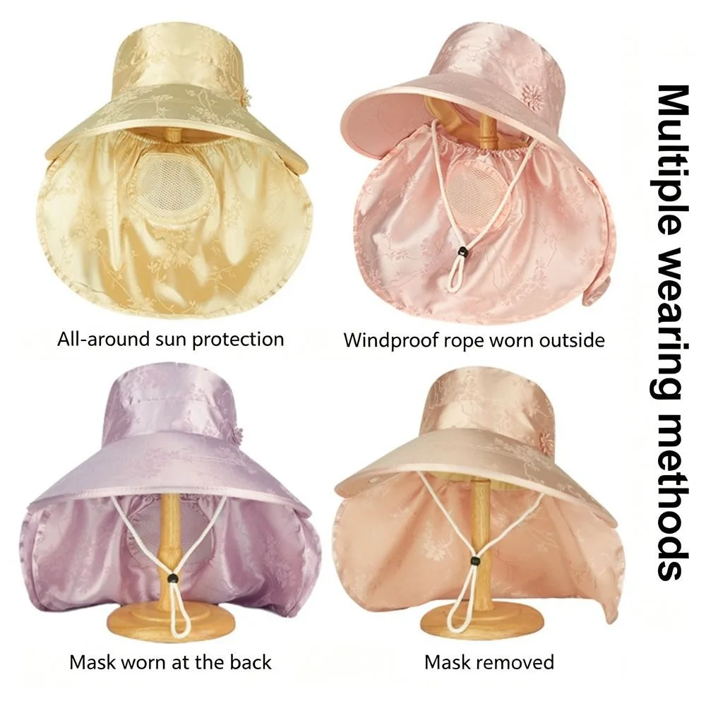 Fashion UPF50+ Sun Hat for Women Breathable Anti-UV Sunscreen Cap Summer Removable Fisherman Hat for Riding/Traveling