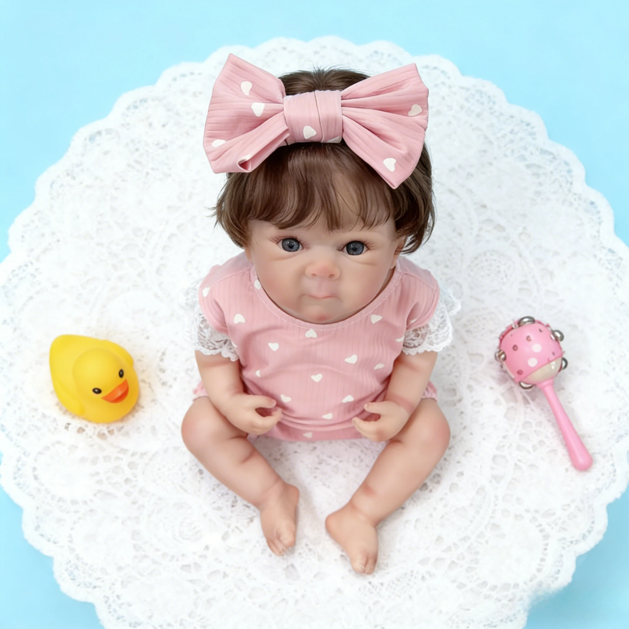 45cm 리얼리스틱 리본 베티 인형 핸드루팅 헤어 소프트 바디 신생아 선물 어린이용